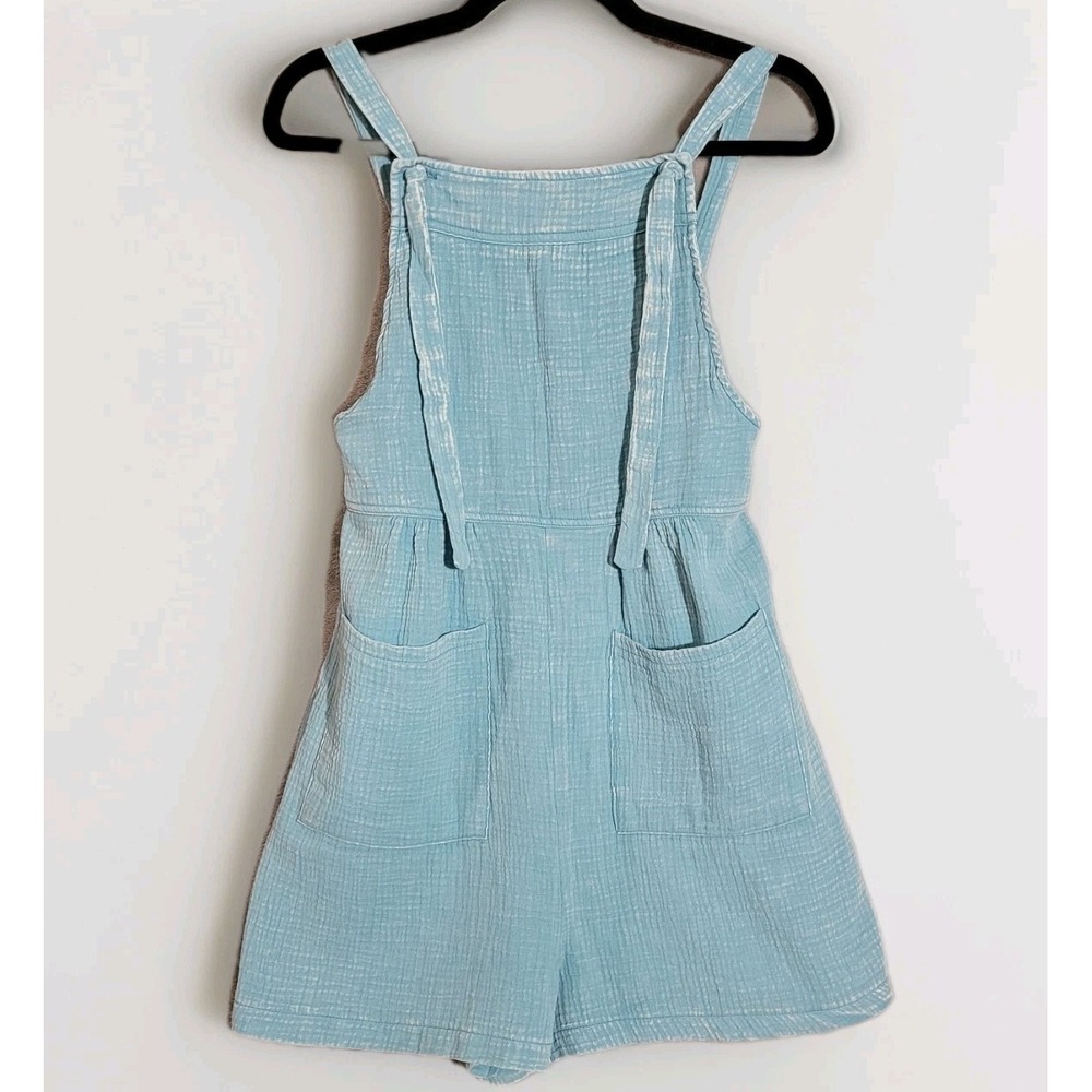 Zenana Teal Gauze Romper Boho Lightweight Shorts Adjustable Straps Sz S New